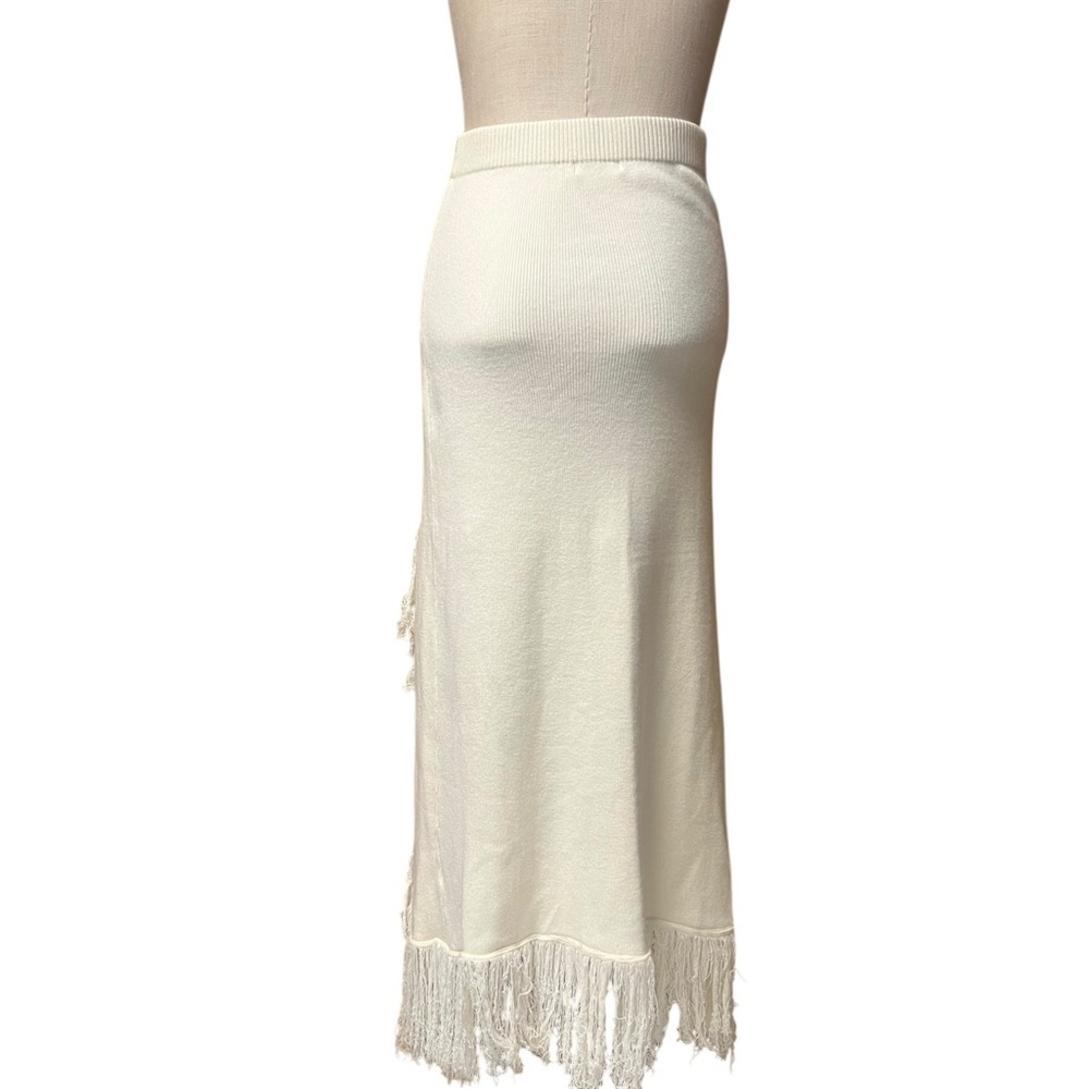 Shop Neighbor Large Cream Fringe Western Boho Style 2 Piece Skirt Turtleneck Set - Picture 9 of 12